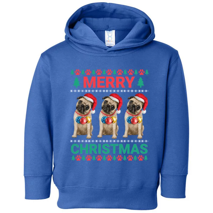 Merry Christmas Pug Puppy Cute Xmas Pug Lover Funny Gift Toddler Hoodie