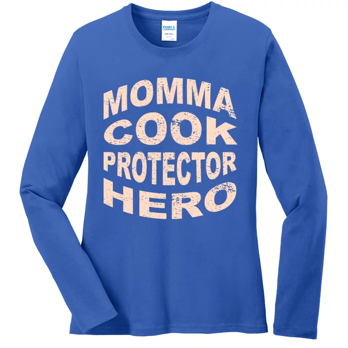 Momma Cook Protector Hero Mom Profession Superhero Chef Gift Ladies Long Sleeve Shirt