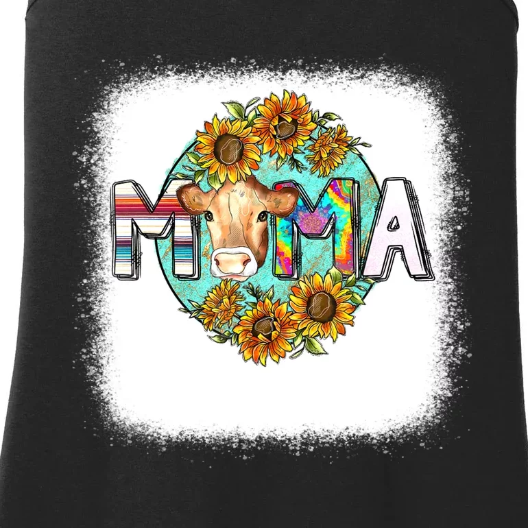 Mama Cow Print Sunflower For Mother's Day Cow Lovers Ladies Essential Tank