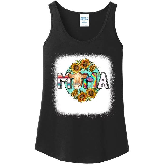 Mama Cow Print Sunflower For Mother's Day Cow Lovers Ladies Essential Tank