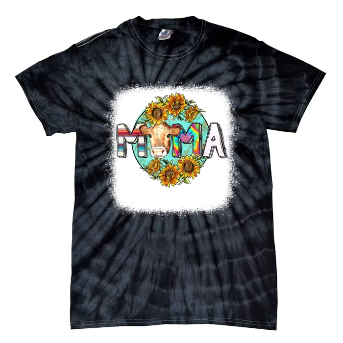 Mama Cow Print Sunflower For Mother's Day Cow Lovers Tie-Dye T-Shirt