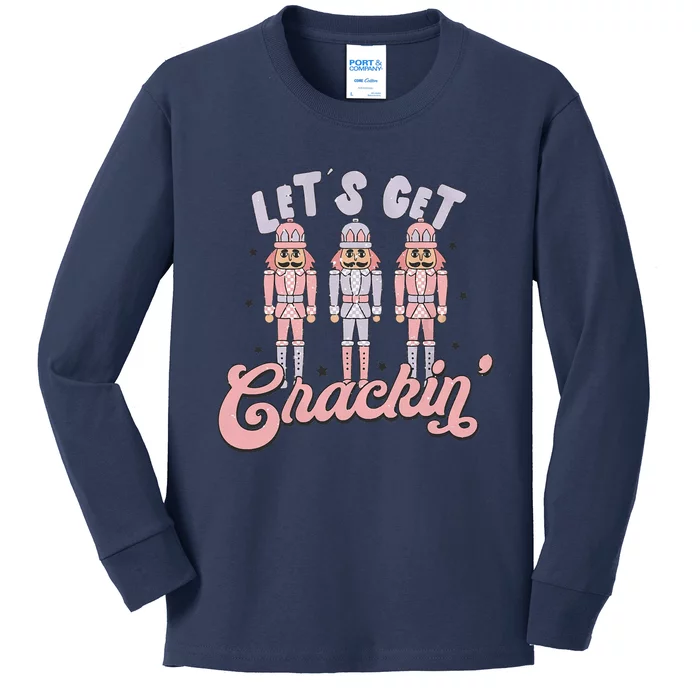 Merry Christmas Pink Nutcrackers Lets Get Crackin' Kids Long Sleeve Shirt