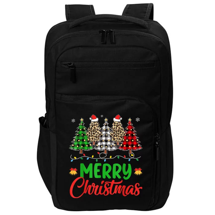 Merry Christmas Plaid Trees Impact Tech Backpack