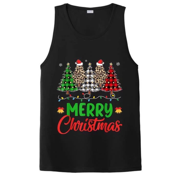 Merry Christmas Plaid Trees Performance Tank