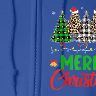 Merry Christmas Plaid Trees Full Zip Hoodie