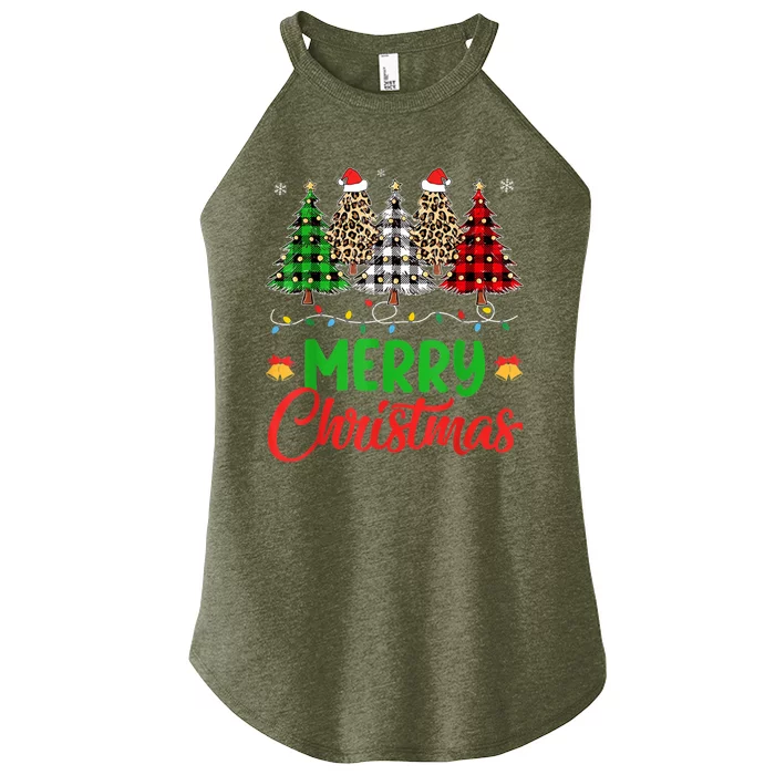 Merry Christmas Plaid Trees Women’s Perfect Tri Rocker Tank