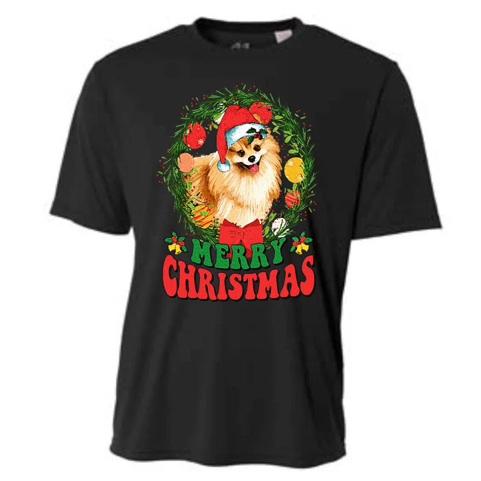 Merry Christmas Pomeranian Santa Dog Lover Ugly Sweater Xmas Cooling Performance Crew T-Shirt