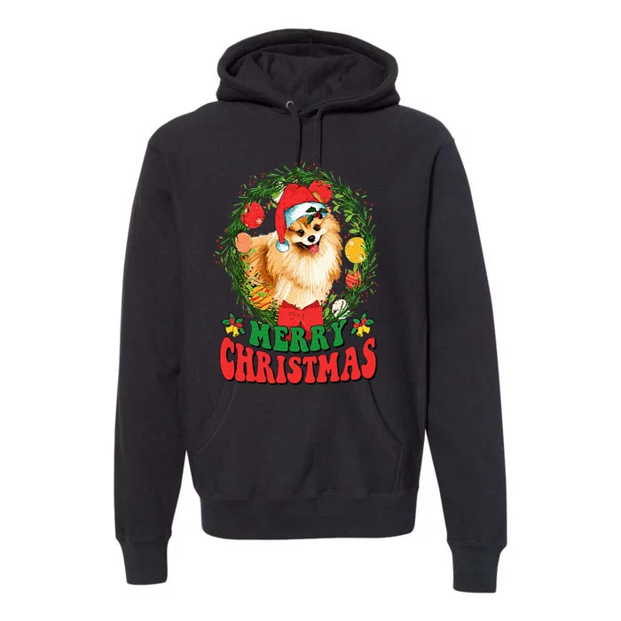 Merry Christmas Pomeranian Santa Dog Lover Ugly Sweater Xmas Premium Hoodie