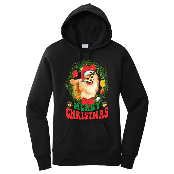 Merry Christmas Pomeranian Santa Dog Lover Ugly Sweater Xmas Women's Pullover Hoodie