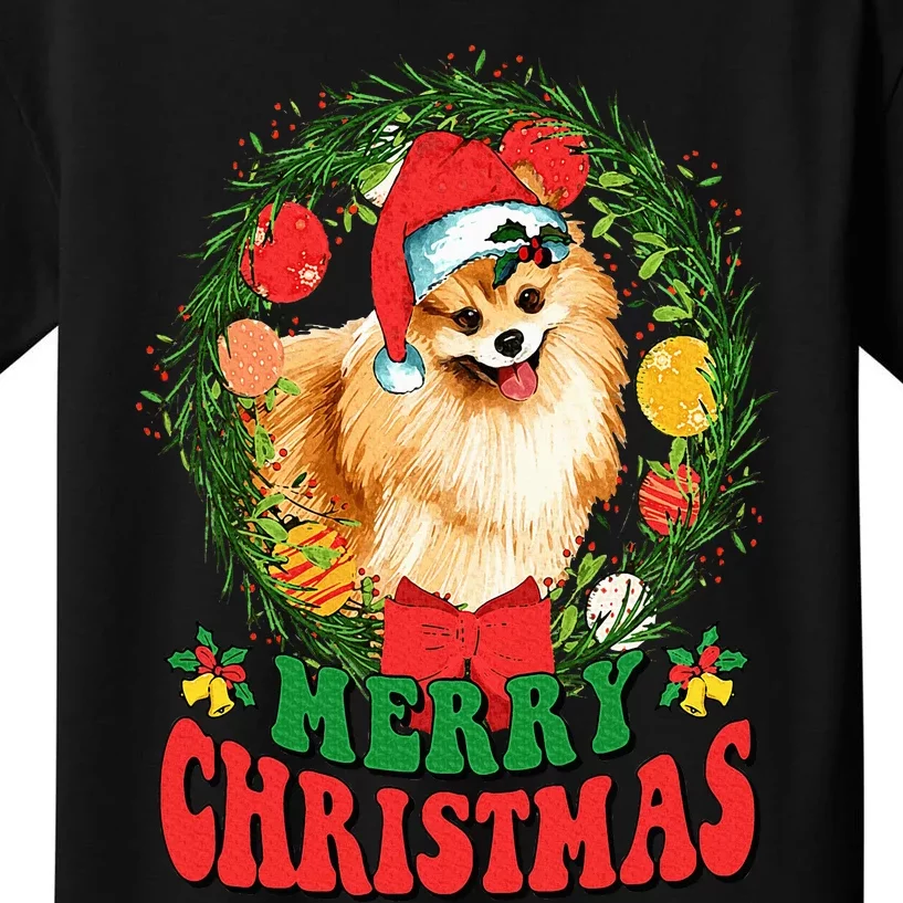 Merry Christmas Pomeranian Santa Dog Lover Ugly Sweater Xmas Kids T-Shirt