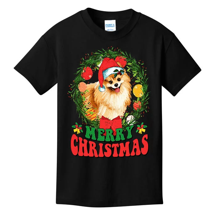 Merry Christmas Pomeranian Santa Dog Lover Ugly Sweater Xmas Kids T-Shirt