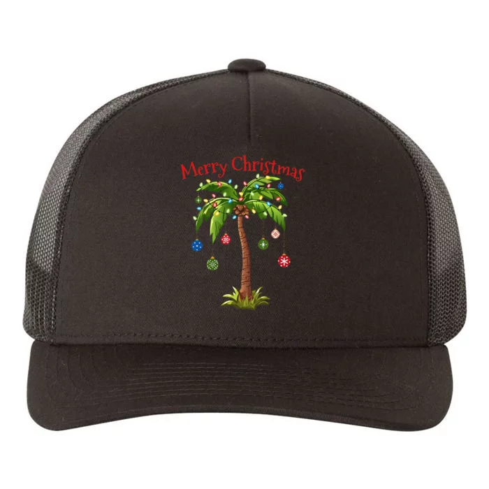 Merry Christmas Palm Tree Light Hawaiian Tropical Christmas Yupoong Adult 5-Panel Trucker Hat