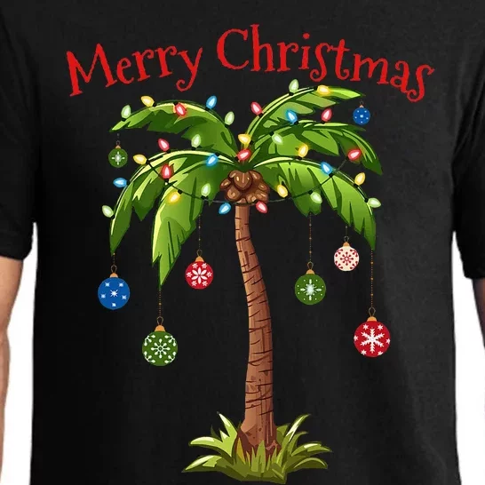 Merry Christmas Palm Tree Light Hawaiian Tropical Christmas Pajama Set