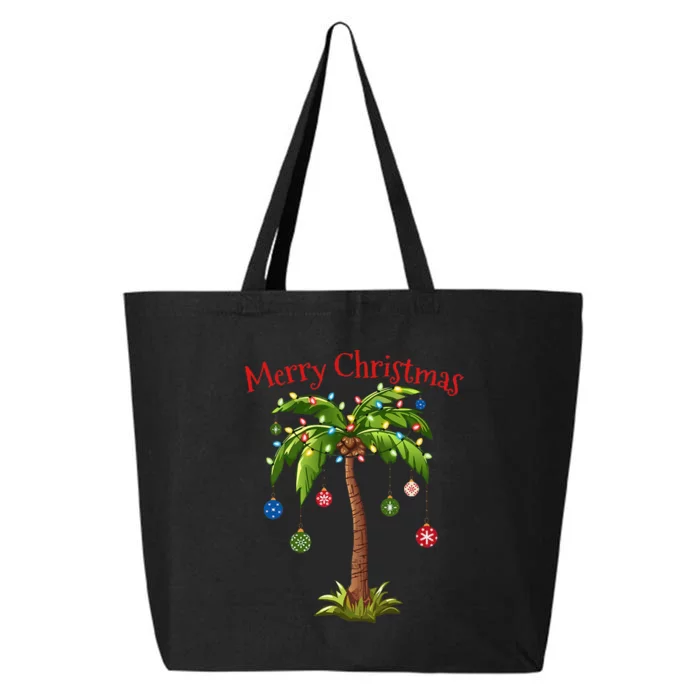 Merry Christmas Palm Tree Light Hawaiian Tropical Christmas 25L Jumbo Tote