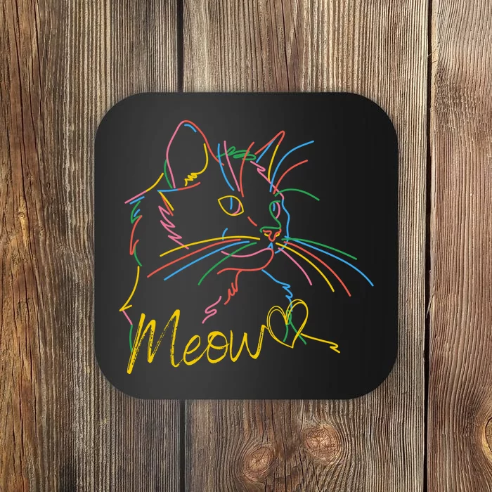 Meow Colorful Pet Cat Cute Coaster