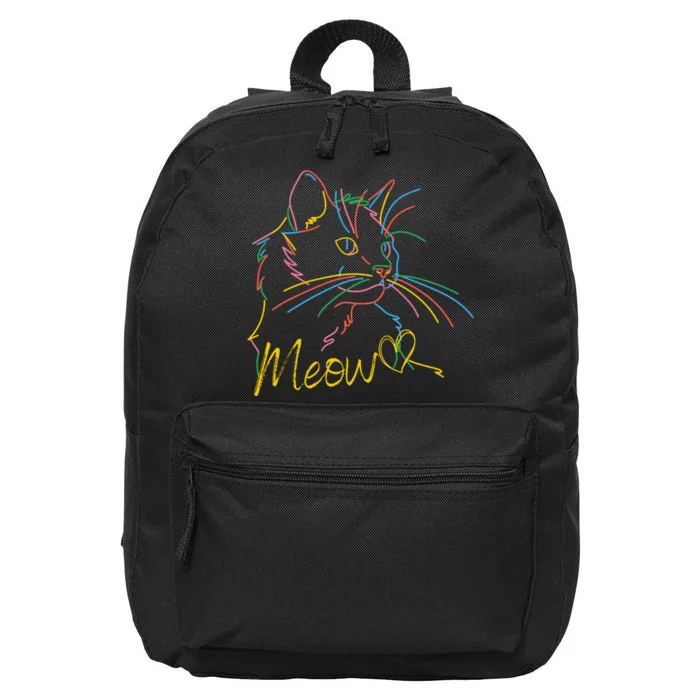 Meow Colorful Pet Cat Cute 16 in Basic Backpack