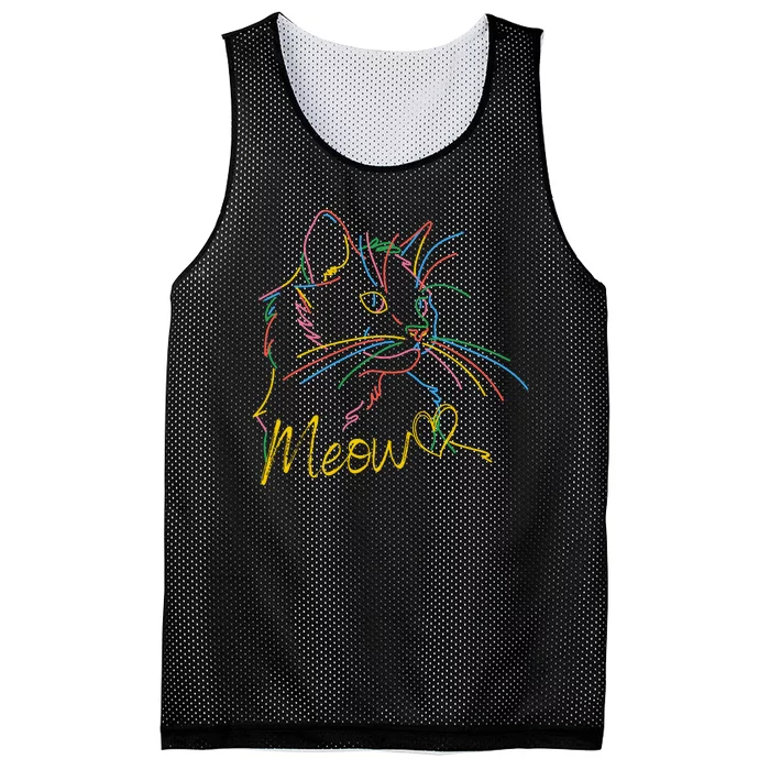 Meow Colorful Pet Cat Cute Mesh Reversible Basketball Jersey Tank