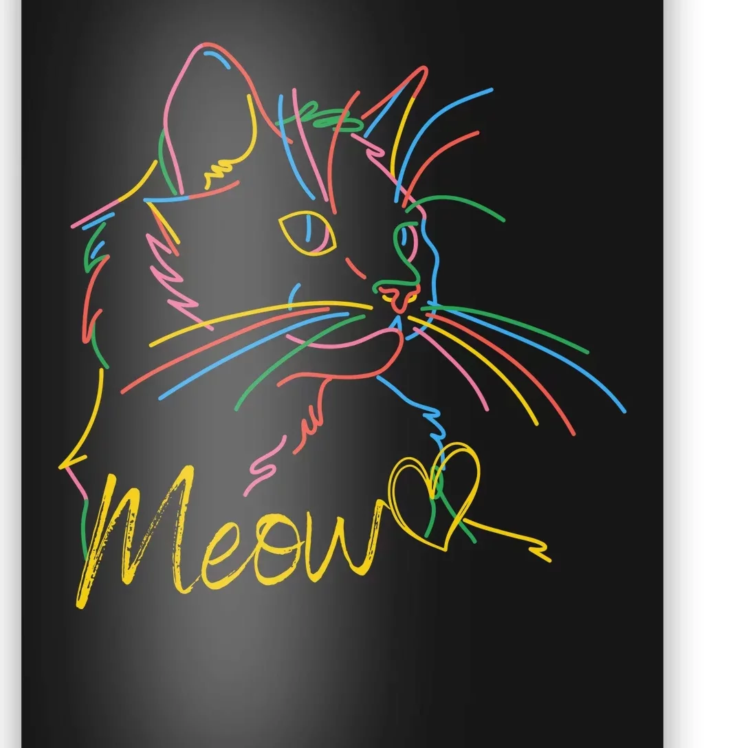 Meow Colorful Pet Cat Cute Poster