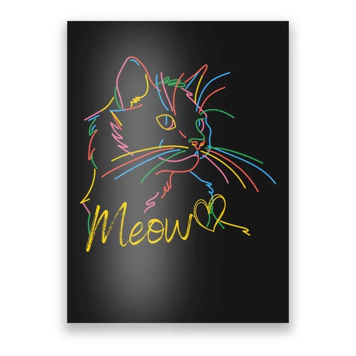 Meow Colorful Pet Cat Cute Poster