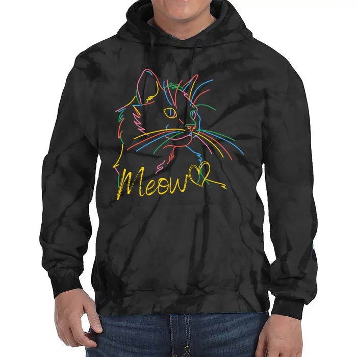 Meow Colorful Pet Cat Cute Tie Dye Hoodie