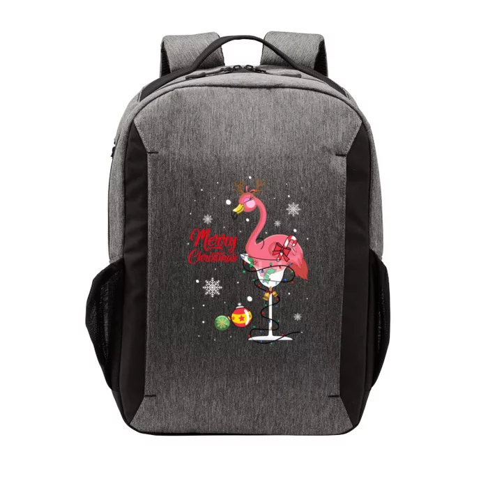 Merry Christmas Pink Flamingo Wine Ing Lights Xmas Tree Funny Gift Vector Backpack