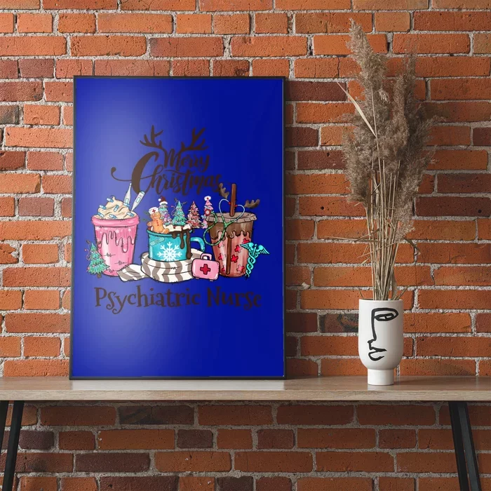 Merry Christmas Psychiatric Nurse Coffee Hot Cocoa Christmas Gift Poster