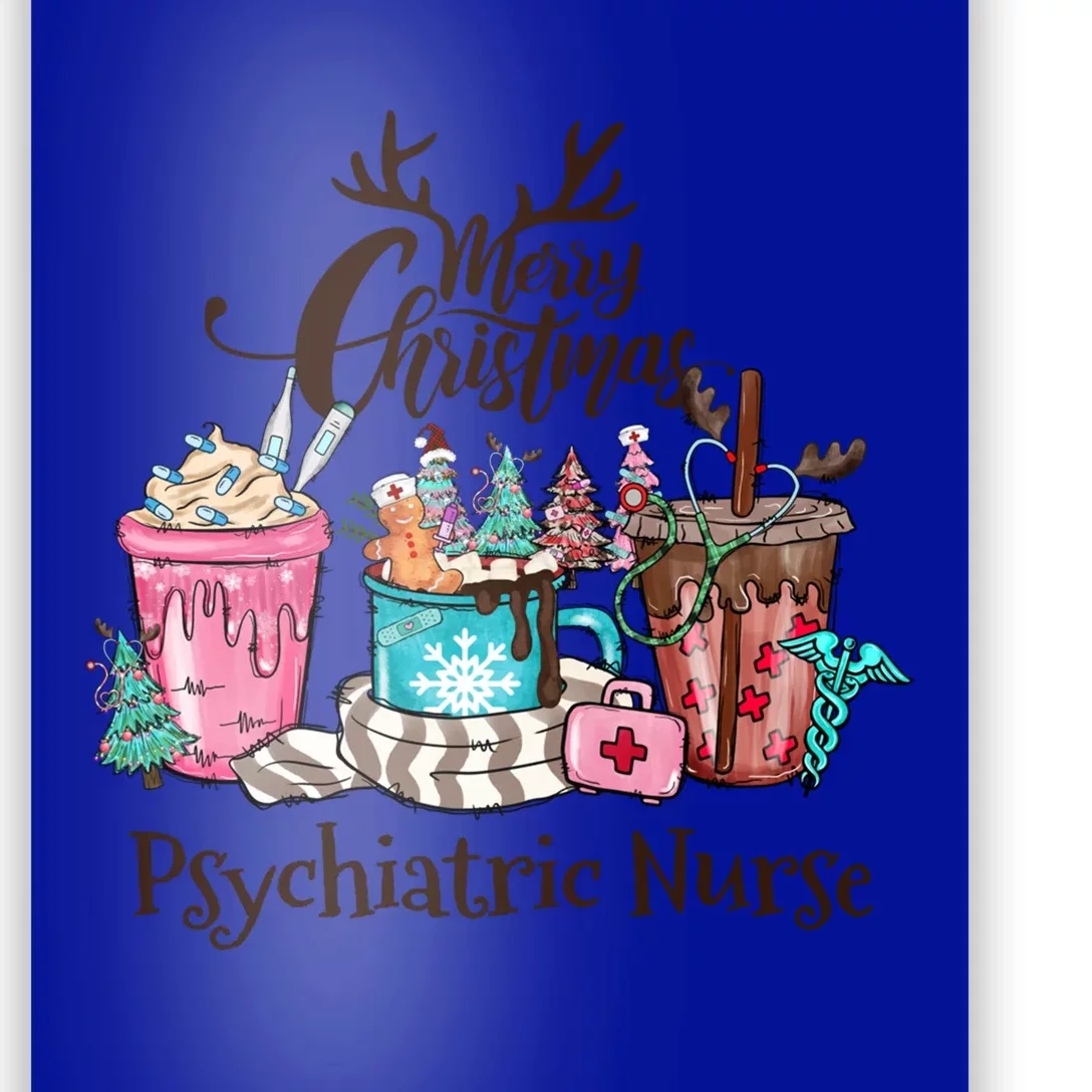 Merry Christmas Psychiatric Nurse Coffee Hot Cocoa Christmas Gift Poster