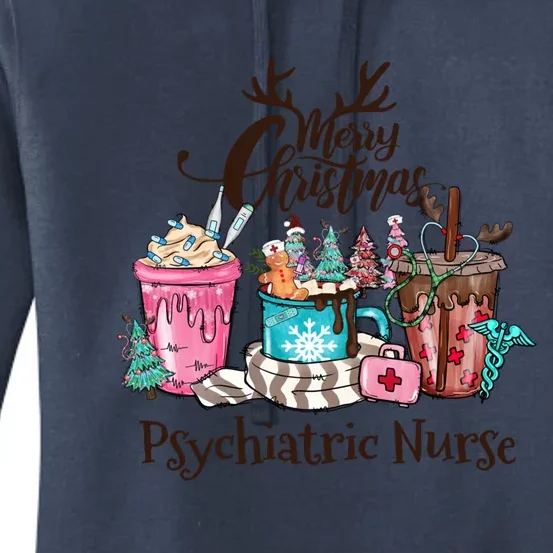 Merry Christmas Psychiatric Nurse Coffee Hot Cocoa Christmas Gift Women's Pullover Hoodie