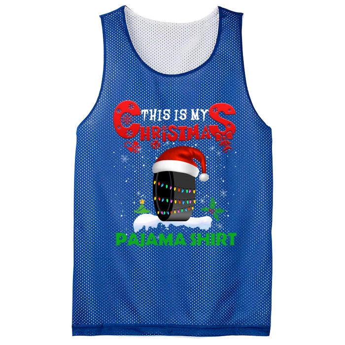 My Christmas Pajama Cute Xmas Lights Santa Hockey Player Gift Mesh Reversible Basketball Jersey Tank