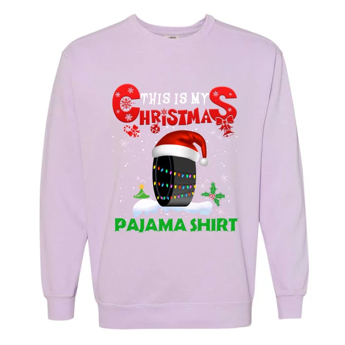 My Christmas Pajama Cute Xmas Lights Santa Hockey Player Gift Garment-Dyed Sweatshirt