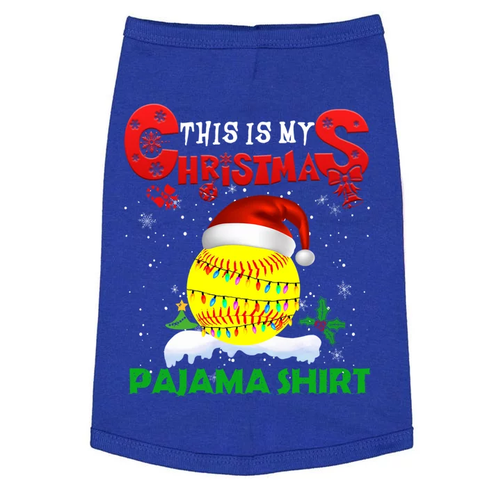 My Christmas Pajama Cute Xmas Lights Santa Softball Player Gift Doggie Tank