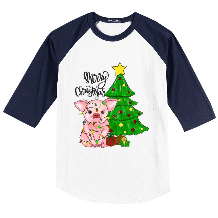 Merry Christmas Pig Funny Pigs Christmas Xmas Baseball Sleeve Shirt