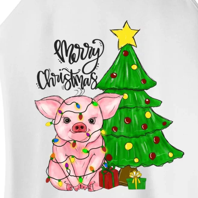 Merry Christmas Pig Funny Pigs Christmas Xmas Women’s Perfect Tri Rocker Tank