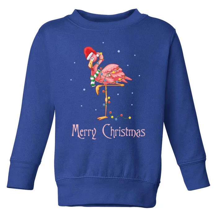 Merry Christmas Pink Flamingo Cute Xmas Costume Gift Toddler Sweatshirt