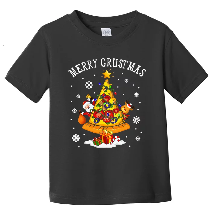 Merry Crustmas Pizza Christmas Tree Xmas Gifts Toddler T-Shirt