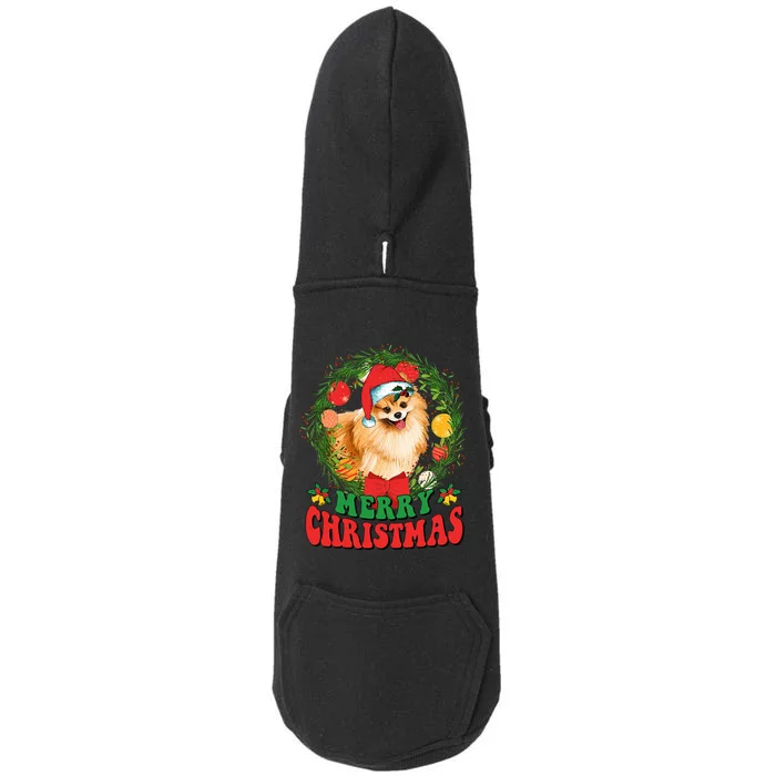 Merry Christmas Pomeranian Santa Dog Lover Xmas Doggie 3-End Fleece Hoodie