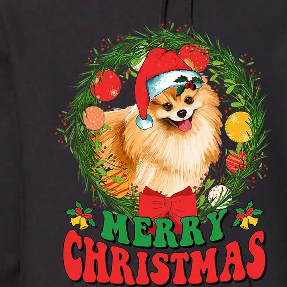 Merry Christmas Pomeranian Santa Dog Lover Xmas Premium Hoodie