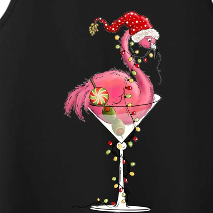 Merry Christmas Pink Flamingo Wine Ing Lights Xmas Tree Cool Gift Performance Tank