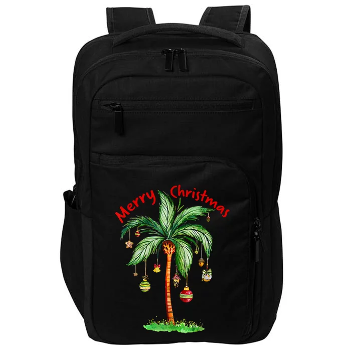 Merry Christmas Palm Tree Hawaii Hawaiian Tropical Christmas Meaningful Gift Impact Tech Backpack