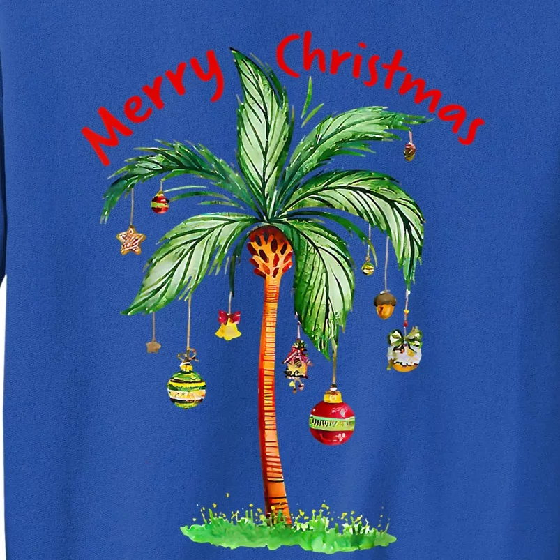 Merry Christmas Palm Tree Hawaii Hawaiian Tropical Christmas Meaningful Gift Tall Sweatshirt