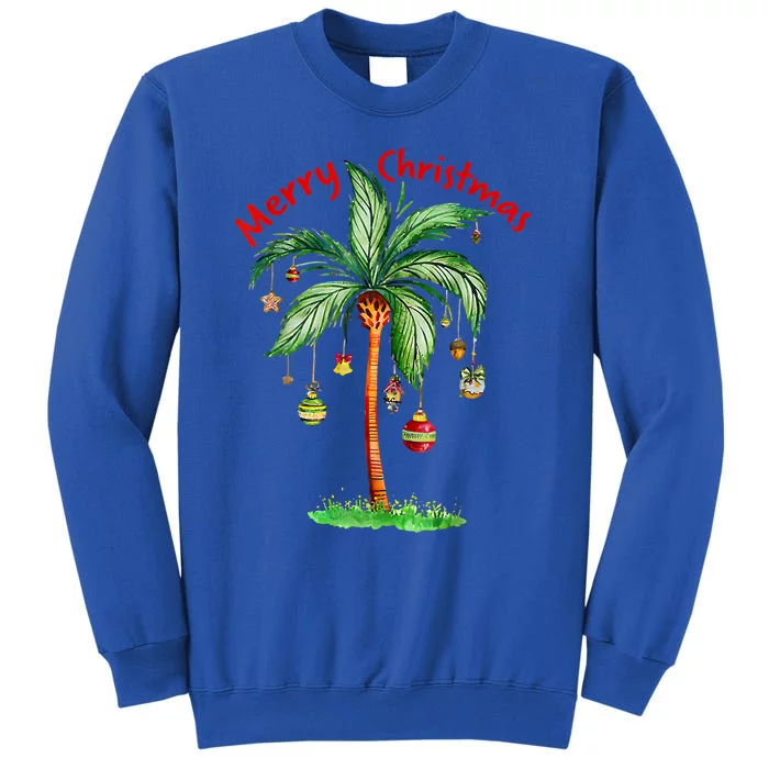 Merry Christmas Palm Tree Hawaii Hawaiian Tropical Christmas Meaningful Gift Tall Sweatshirt