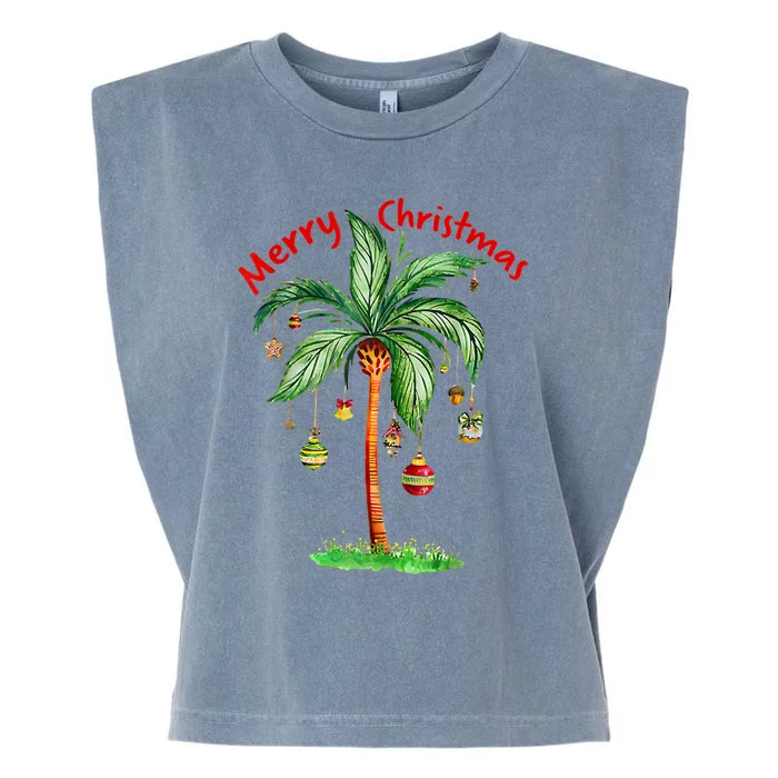 Merry Christmas Palm Tree Hawaii Hawaiian Tropical Christmas Meaningful Gift Garment-Dyed Women's Muscle Tee