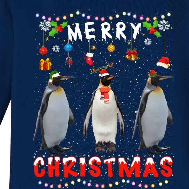 Merry Christmas Penguin Xmas Funny Animals Pajama Funny Gift Baby Long Sleeve Bodysuit