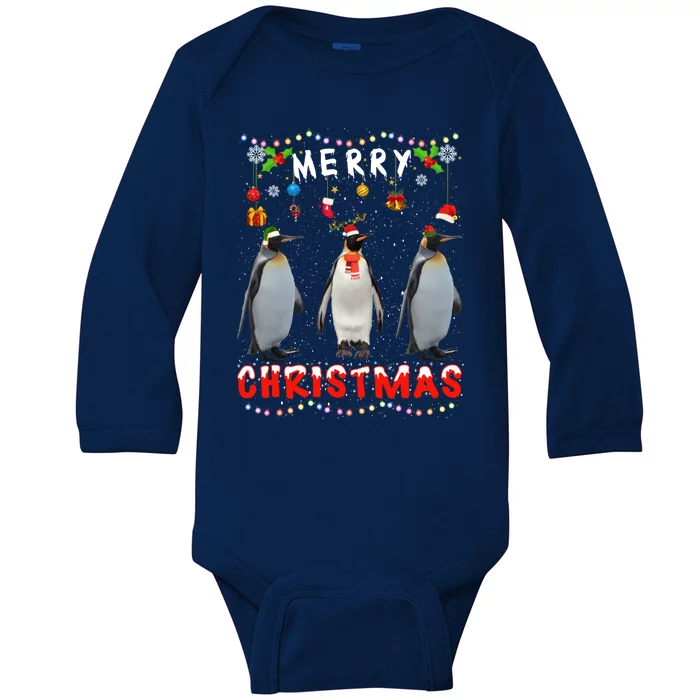 Merry Christmas Penguin Xmas Funny Animals Pajama Funny Gift Baby Long Sleeve Bodysuit