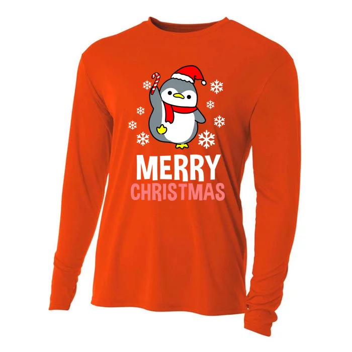 Merry Christmas Penguin Gift Cooling Performance Long Sleeve Crew