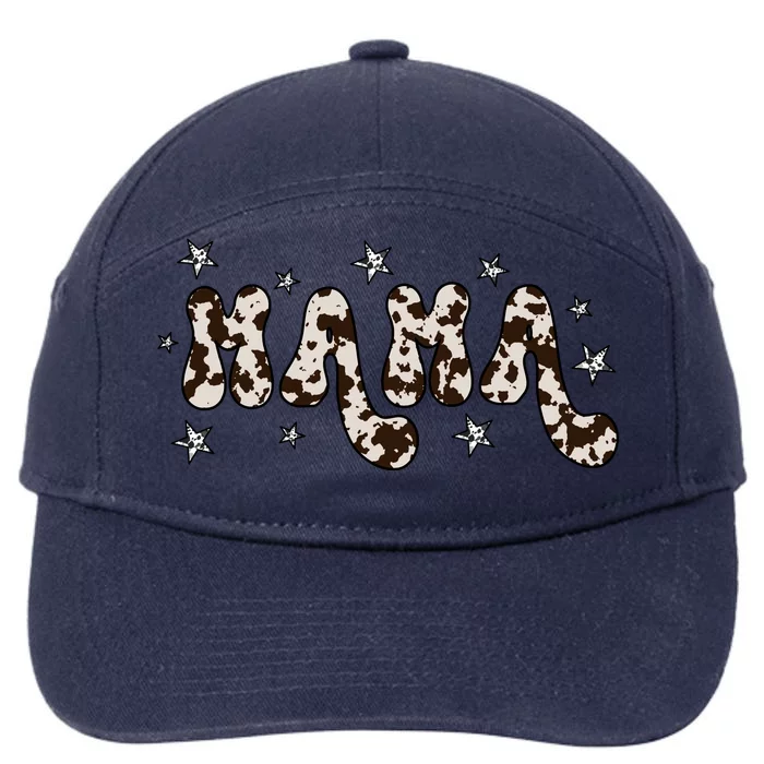 Mama Cow Print Mom Mother's Day 7-Panel Snapback Hat