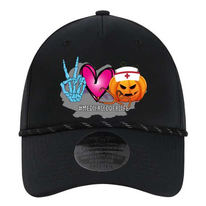 Medical Coder Peace Love Pumpkin Funny Halloween Tees Meaningful Gift Performance The Dyno Cap