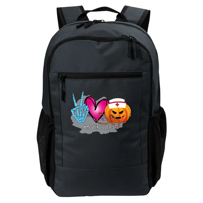 Medical Coder Peace Love Pumpkin Funny Halloween Tees Meaningful Gift Daily Commute Backpack