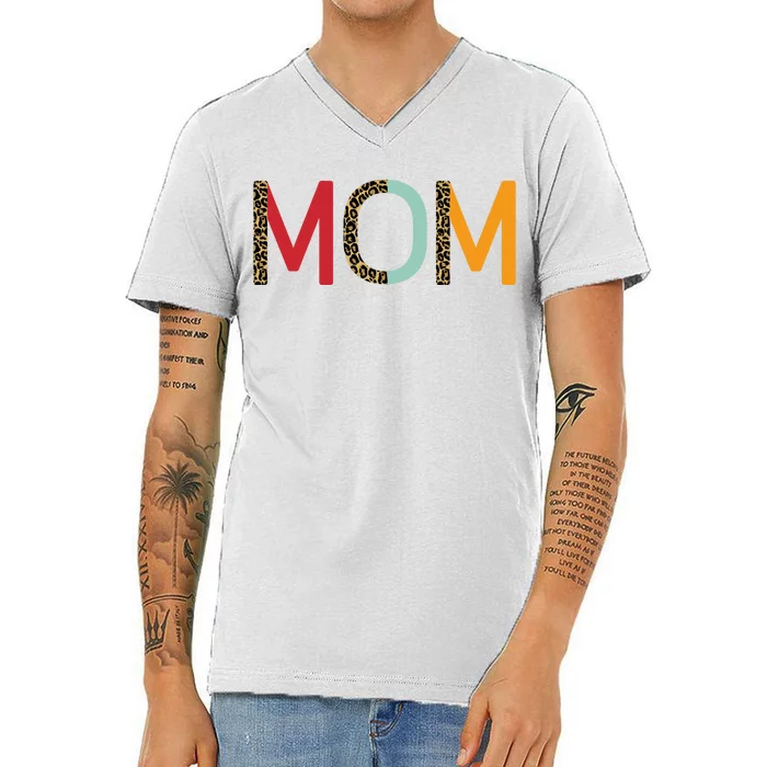 Mom Cheetah Print Cute Gift V-Neck T-Shirt