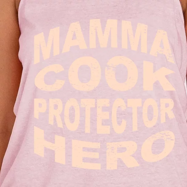 Mamma Cook Protector Hero Mom Profession Superhero Chef Gift Women's Knotted Racerback Tank